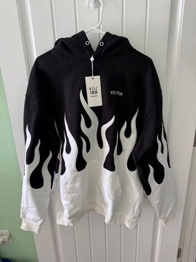 Kill Crew Black & White Flame Crewneck Sweater